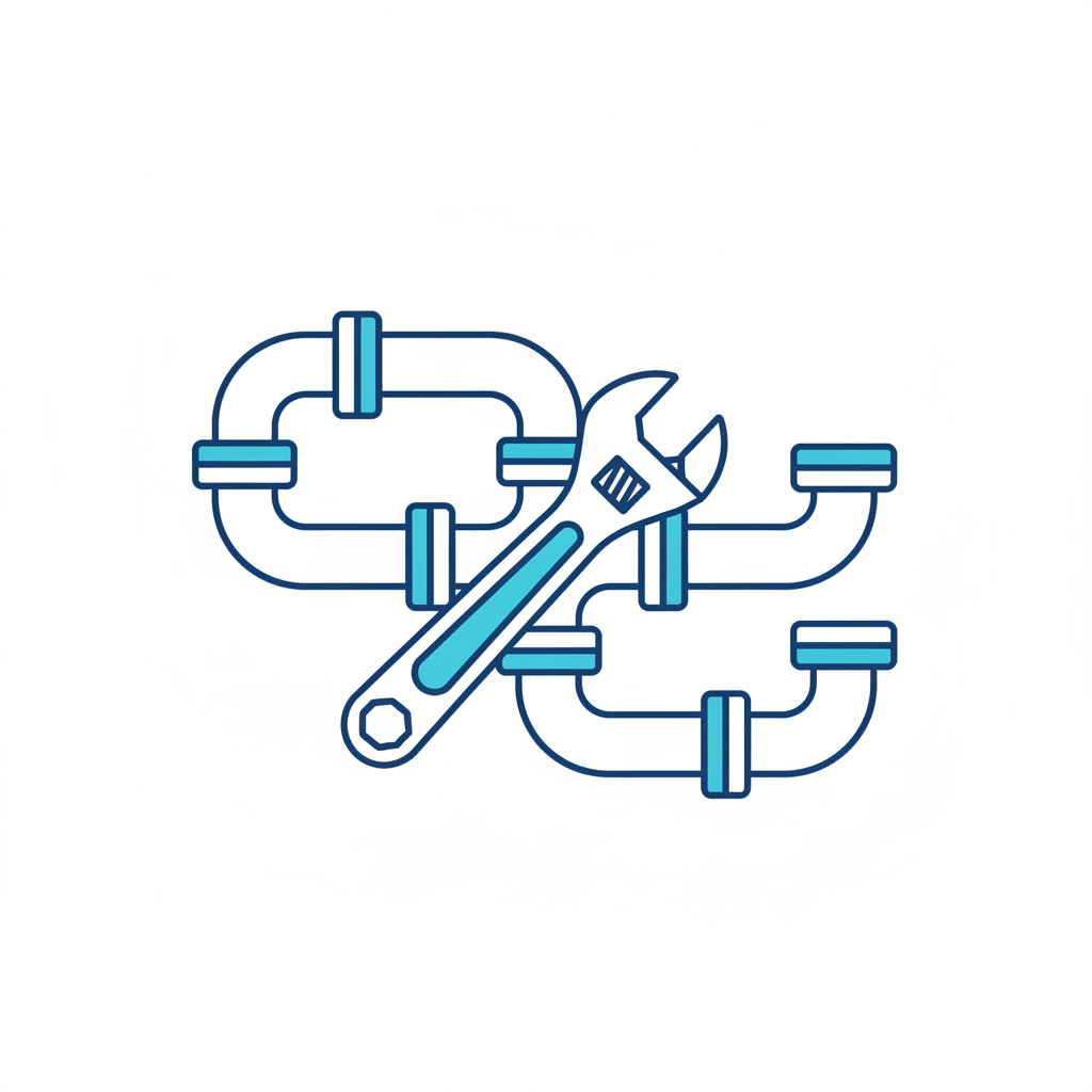 Plumbing installation service icon showing pipes and wrench