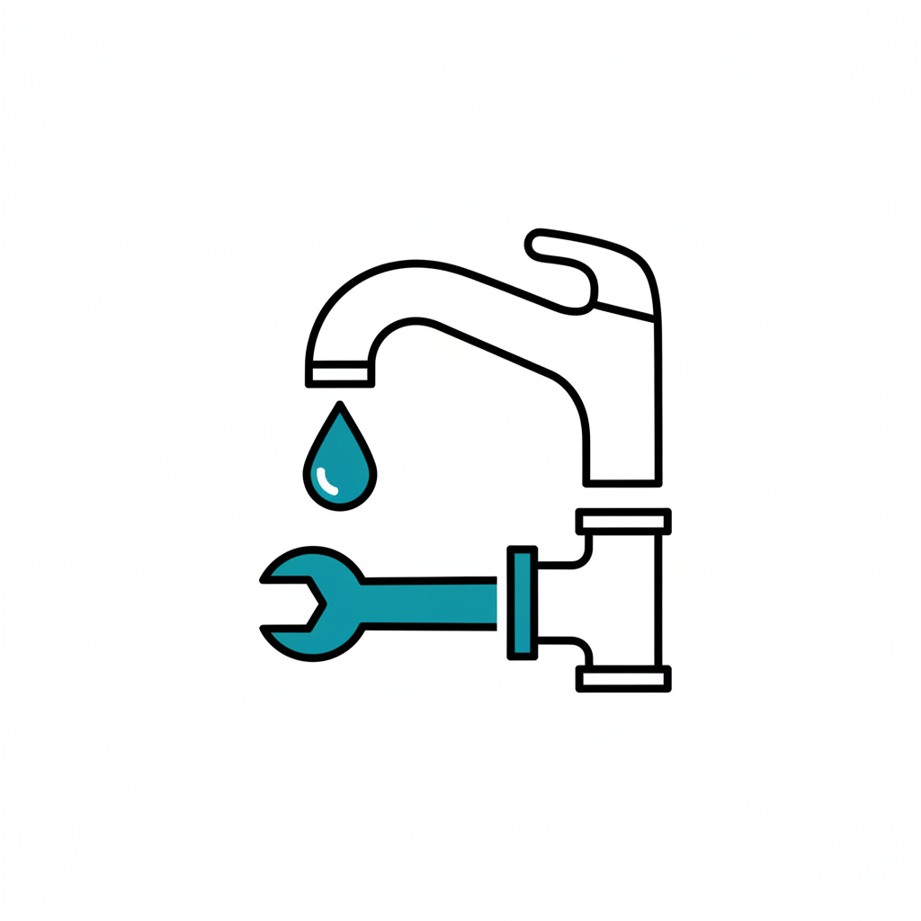 Plumbing repair service icon showing faucet and wrench